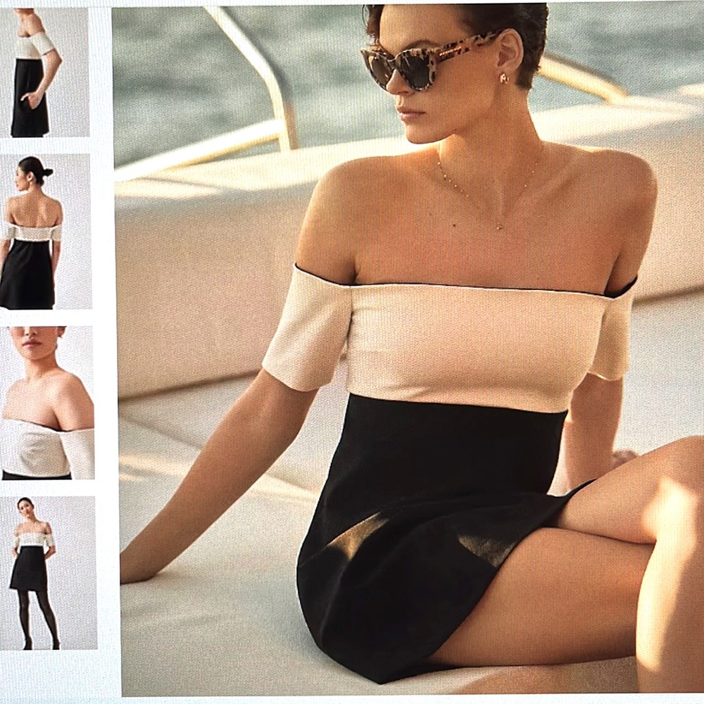 Antropologie~ Maeve Black & White  Mini Dress  MEDIUM PETITE  NWT